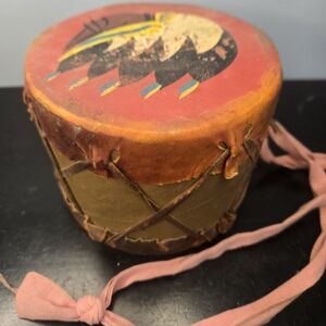 Vintage MCM Handmade Native American style Children's tom-tom drum Toy
